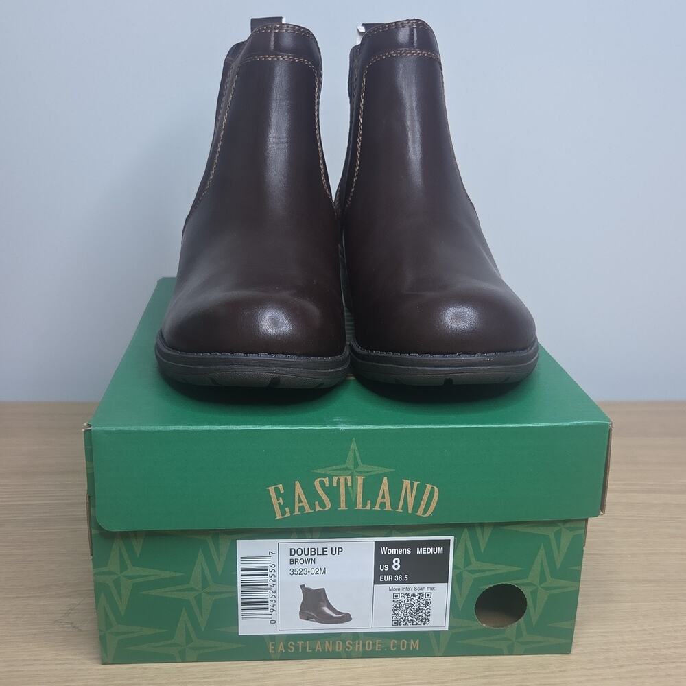 Eastland Double Up Brown Chelsea Ankle Boots Pull On Women's Size 8 M